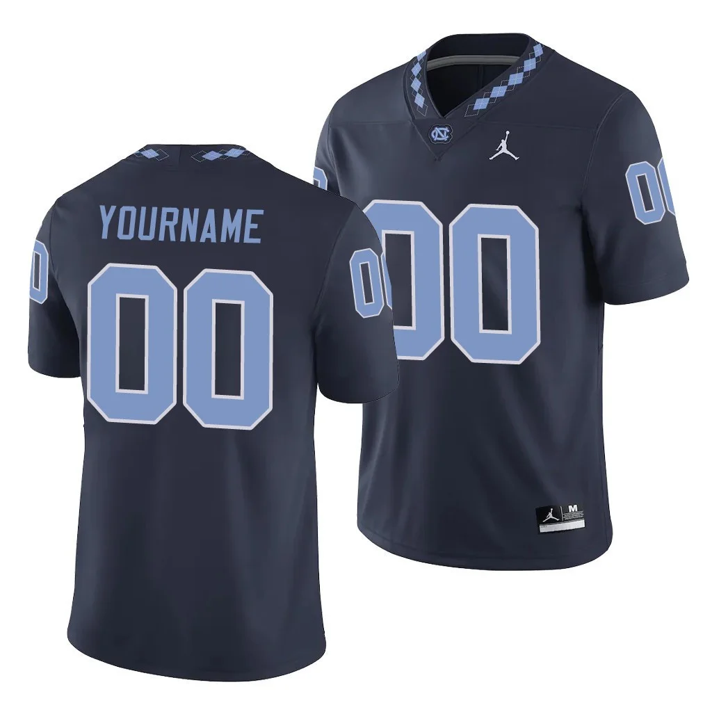 Youth's North Carolina Tar Heels Custom Navy College FootballGame Jersey -