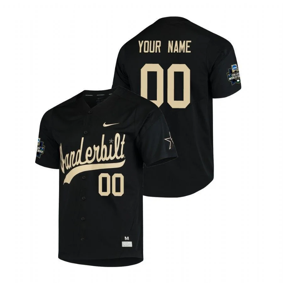 Custom Vanderbilt Baseball Jersey for Men Vanderbilt Commodores Black Custom World Series Jersey -