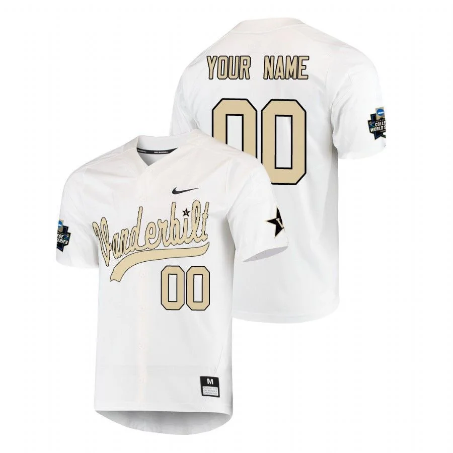 Custom Vanderbilt Baseball Jersey for Men Vanderbilt Commodores White Custom World Series Jersey -