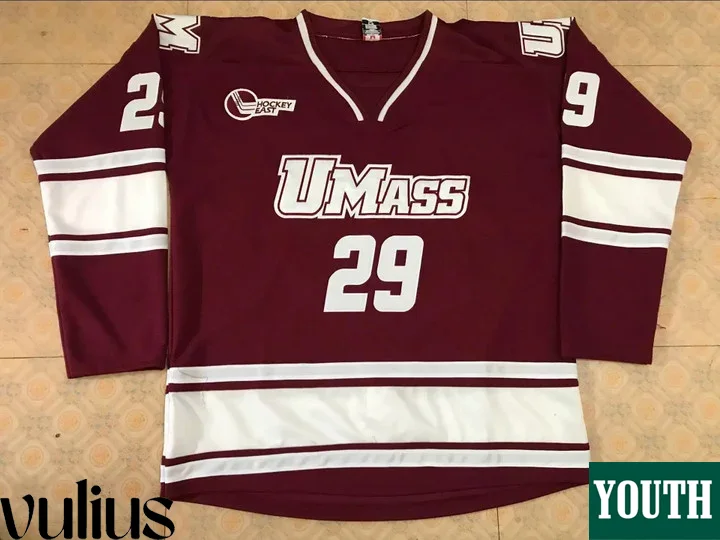 Umass Football Uniforms, Red Youth's, Custom Hockey Embroidery Stitched Jersey -