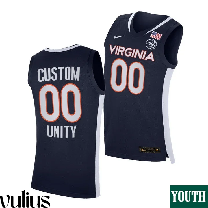 Custom Virginia Tech Jersey, Navy Youth's, 2021 Unity Road Secondary Logo Jersey -