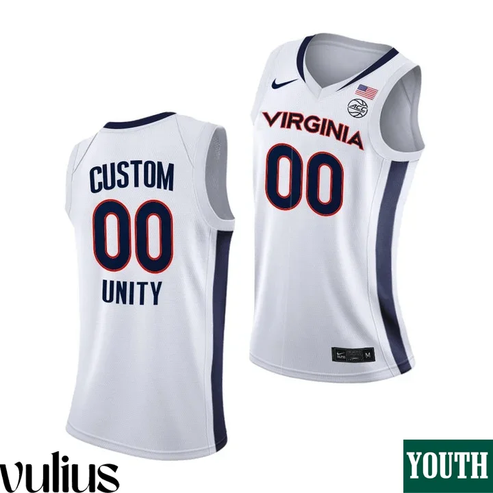 Custom Virginia Tech Jersey, White Youth's, 2021 Unity New Brand Jersey -