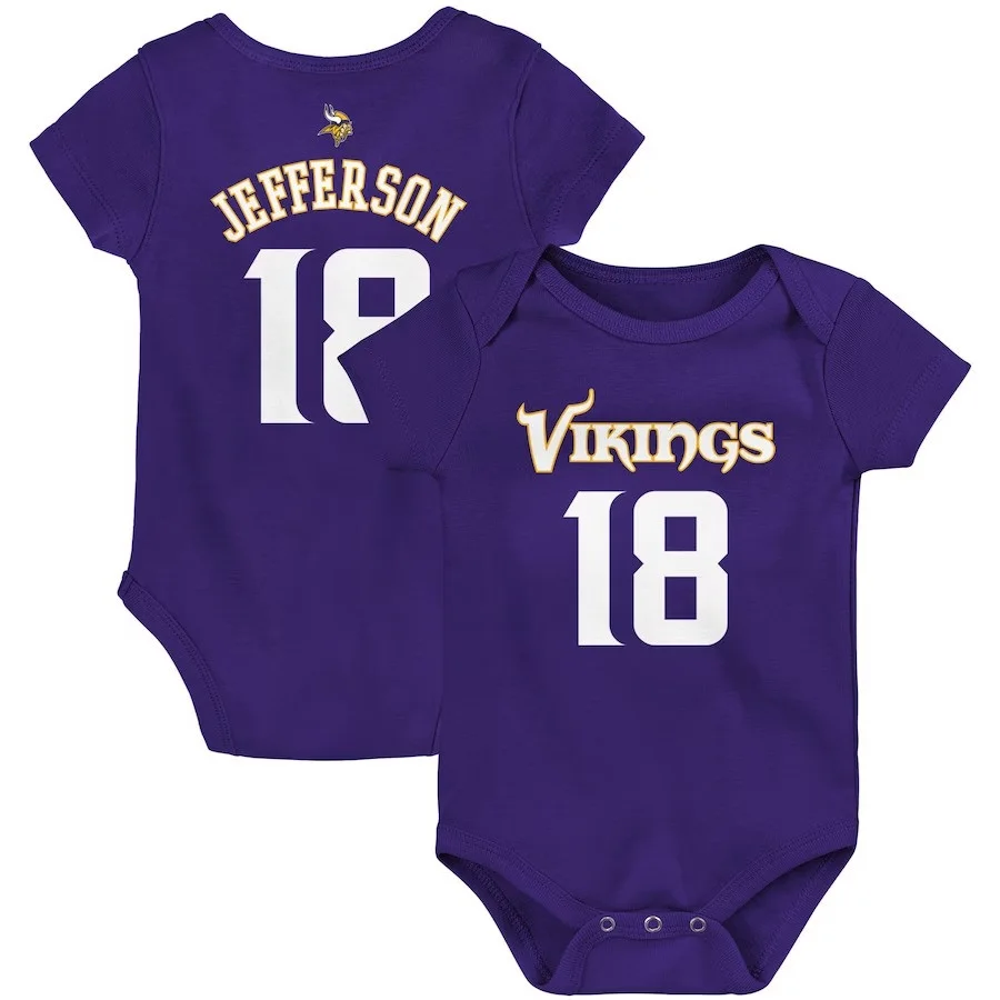 Infant Justin Jefferson Purple Minnesota Vikings Mainliner Player Name &amp; Number Bodysuit -