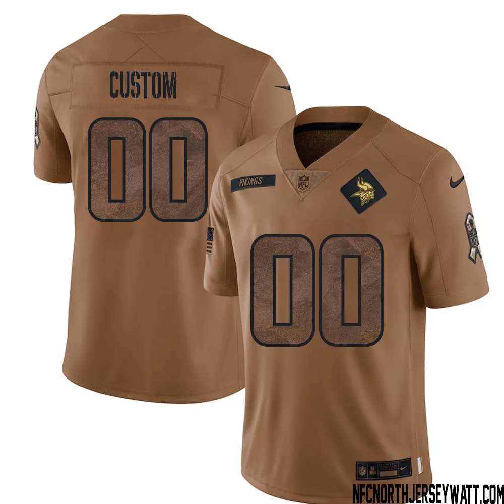 Men Custom Brown Minnesota Vikings 2023 Salute To Service Limited Jersey -