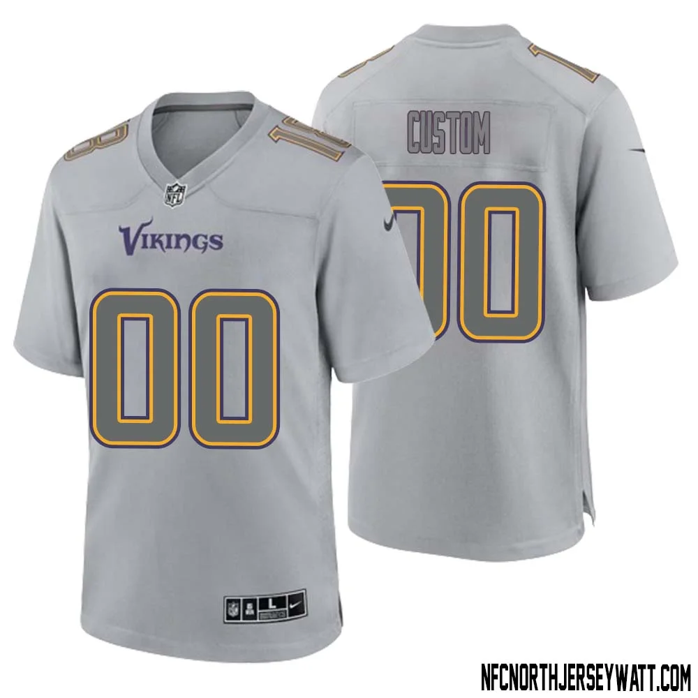 Men Custom Gray Minnesota Vikings Atmosphere Fashion Game Jersey -