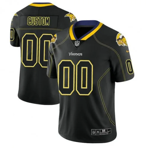 Customized Vikings Jersey for Men Minnesota Vikings 2018 Lights Out Color Rush Limited Black Customized Jersey -