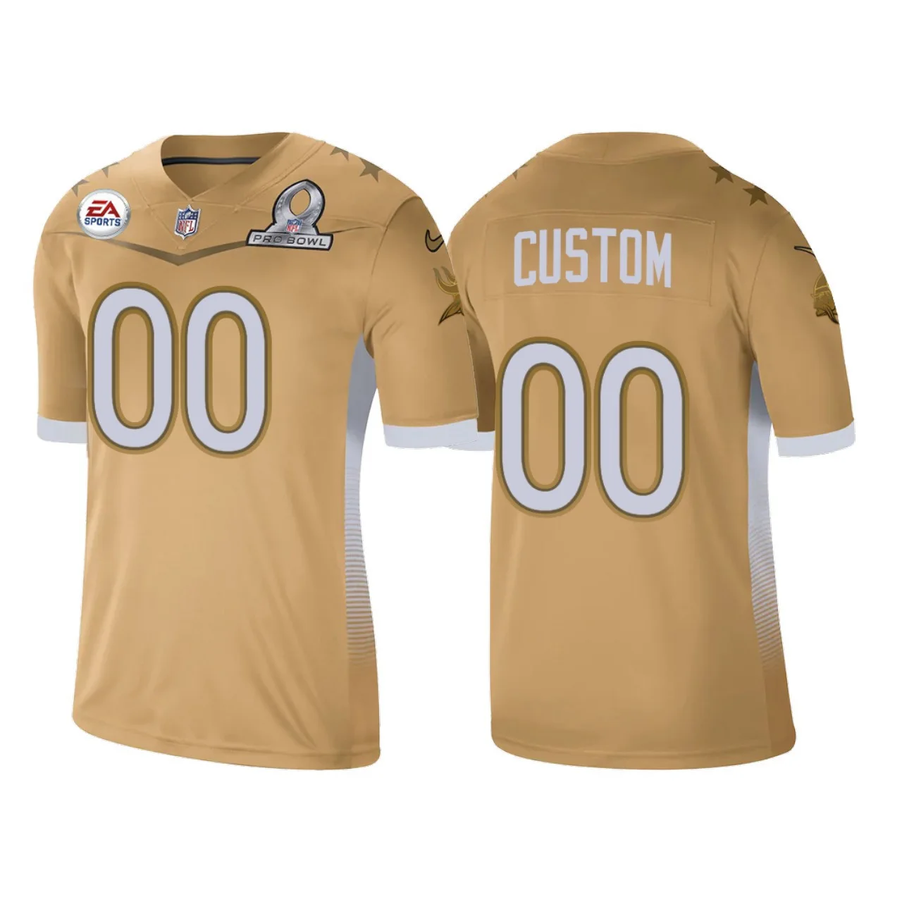 Customized Vikings Jersey for Men Minnesota Vikings Custom Gold 2021 NFC Pro Bowl Game Jersey -