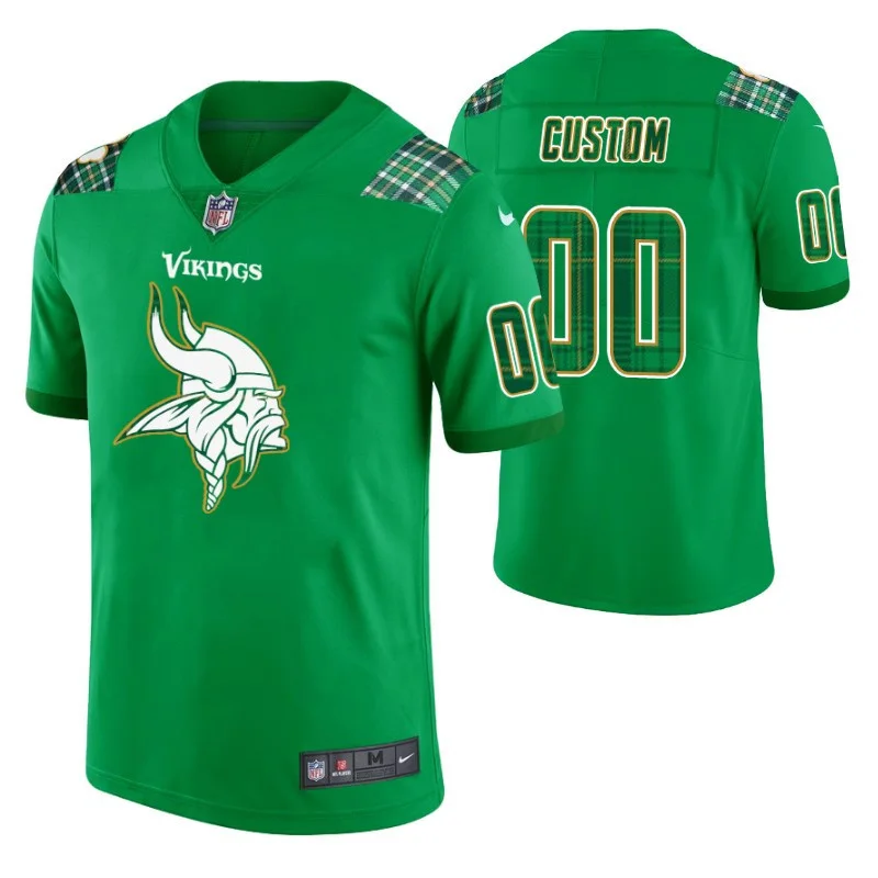 Customized Vikings Jersey for Men Minnesota Vikings Custom Kelly Green St. Patrick's Day Jersey -