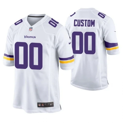 Customized Vikings Jersey for Men Minnesota Vikings Road Custom Game Jersey - White -