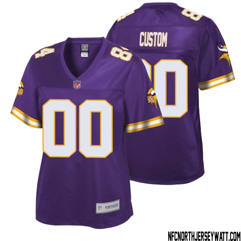 Woman Custom NFL Pro Line Purple Minnesota Vikings Retired Player  Jersey