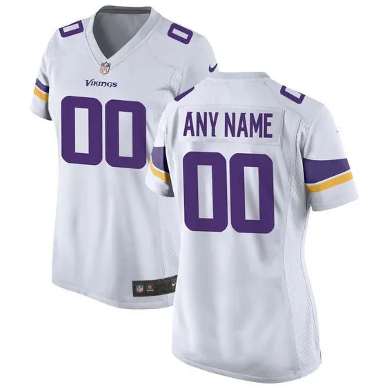 Customized Vikings Jersey for Woman Minnesota Vikings Road Custom Game Jersey - White -
