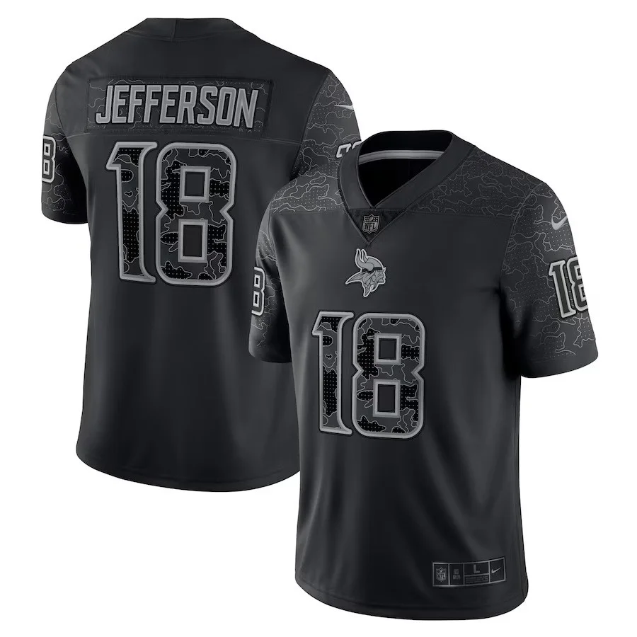 Youth's Justin Jefferson Black Minnesota Vikings RFLCTV Limited Jersey -