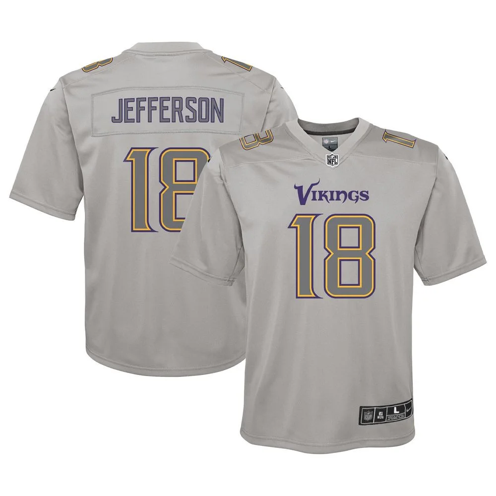 Youth's Justin Jefferson Gray Minnesota Vikings Atmosphere Fashion Game Jersey -