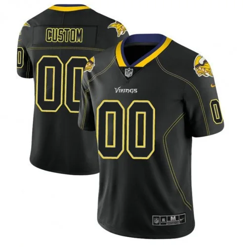 Customized Vikings Jersey for Youth Minnesota Vikings 2018 Lights Out Color Rush Limited Black Customized Jersey -