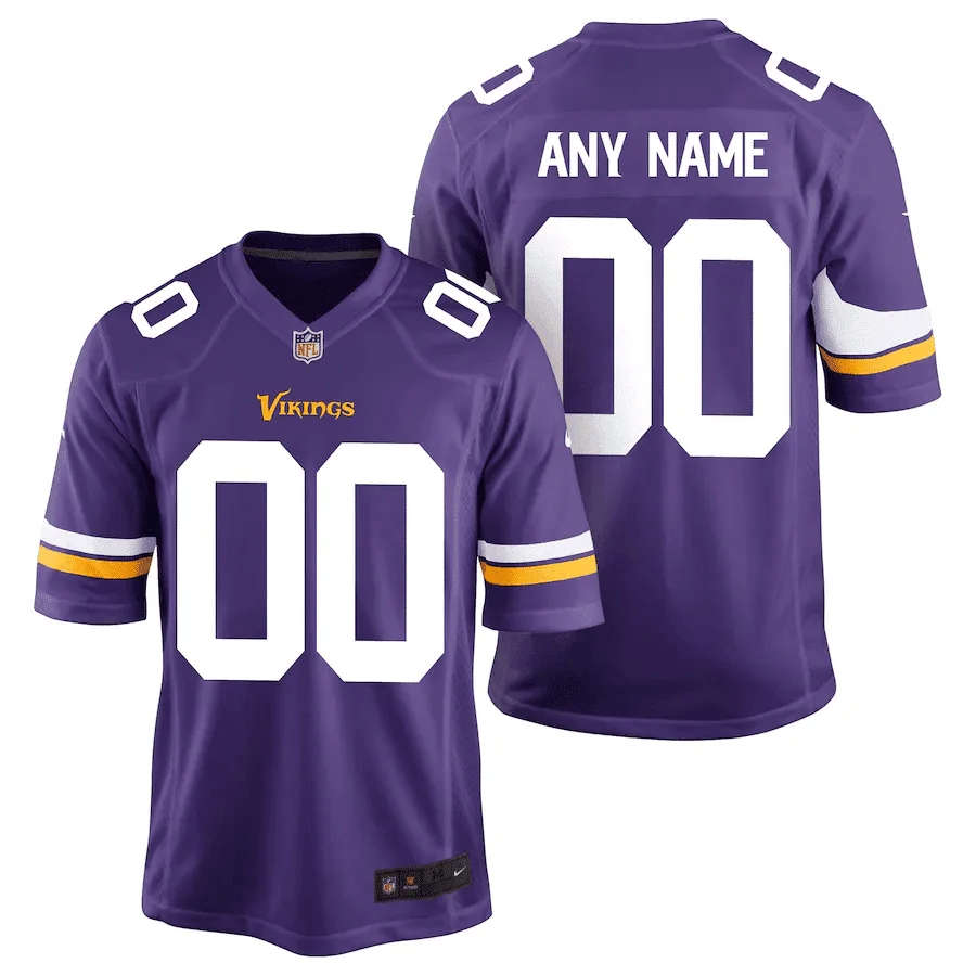Customized Vikings Jersey for Youth Minnesota Vikings Home Custom Game Jersey - Purple -