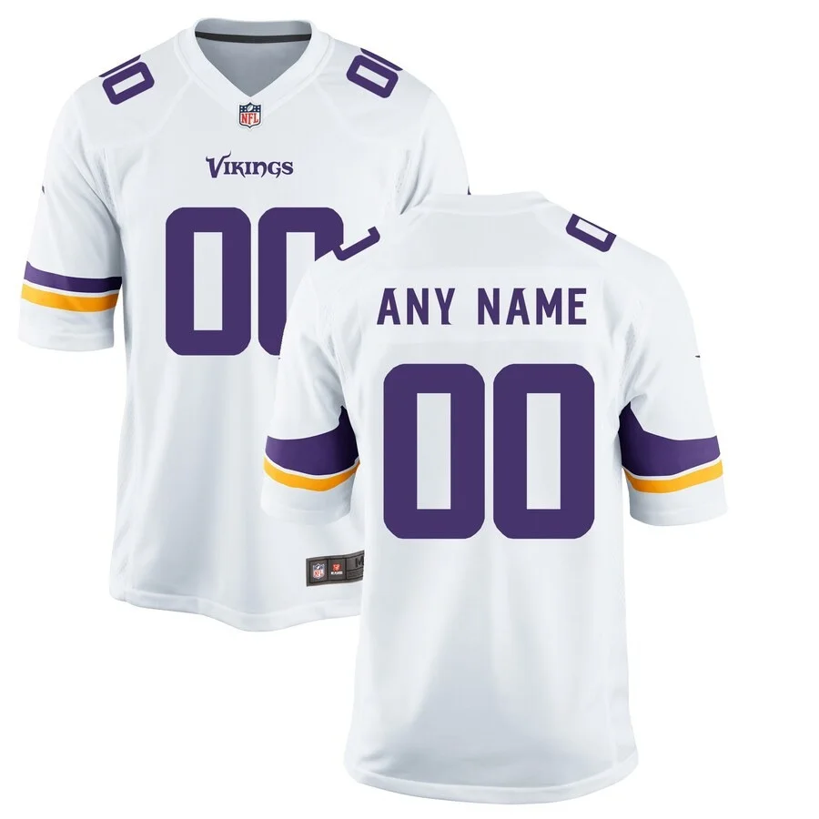 Customized Vikings Jersey for Youth Minnesota Vikings Road Custom Game Jersey - White -
