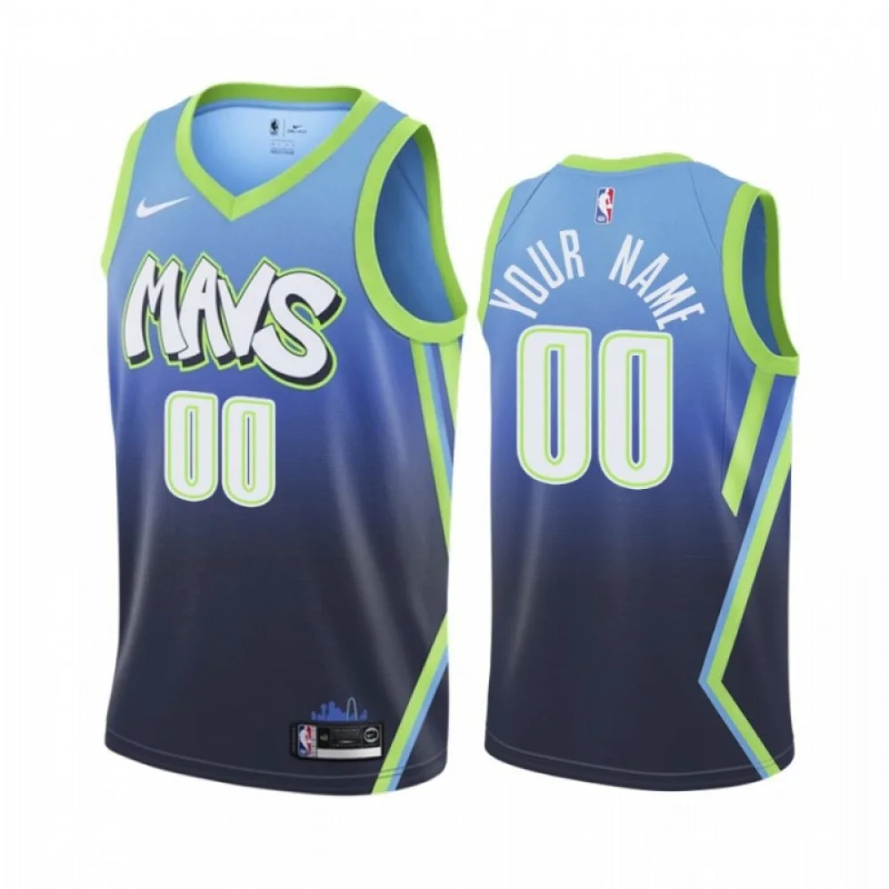 Men's CUSTOM DALLAS MAVERICKS #00 BLUE 2019-20 CITY EDITION JERSEY -