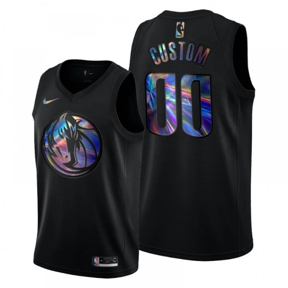 Men's DALLAS MAVERICKS CUSTOM IRIDESCENT HWC COLLECTION BLACK 2021 LIMITED JERSEY -