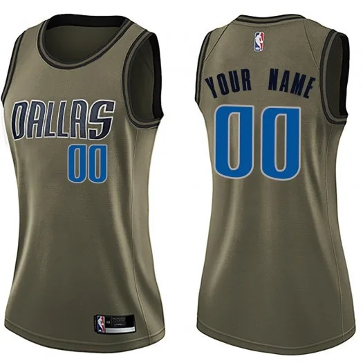 Woman's Custom Dallas Mavericks Swingman Green Salute to Service Jersey -
