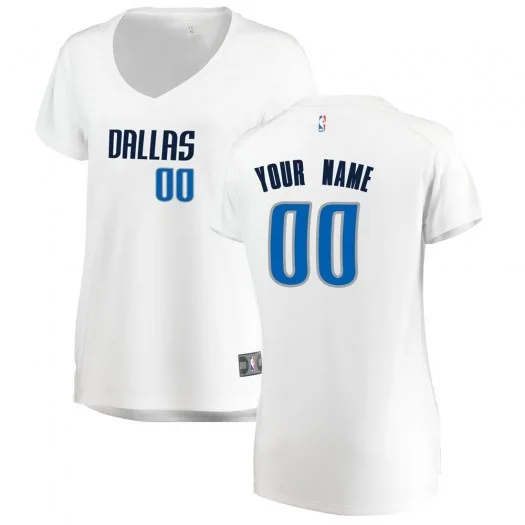 Woman's Custom Dallas Mavericks Swingman White Fast Break Jersey - Association Edition -