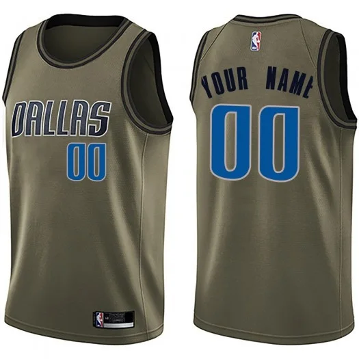 Youth's Custom Dallas Mavericks Swingman Green Salute to Service Jersey -