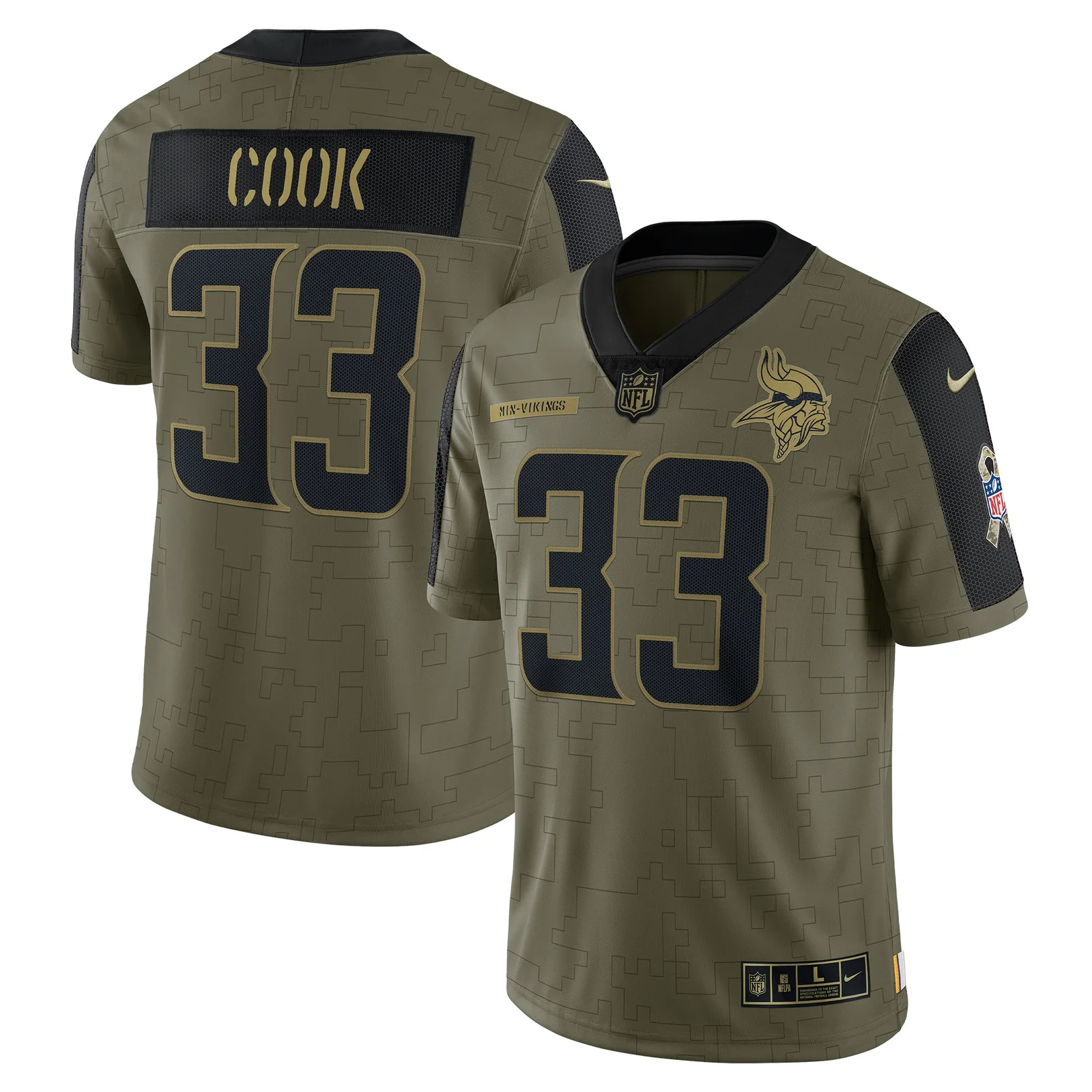 Men's Dalvin Cook Minnesota Vikings 2021 Salute To Service Limited Player Jersey - Olive -