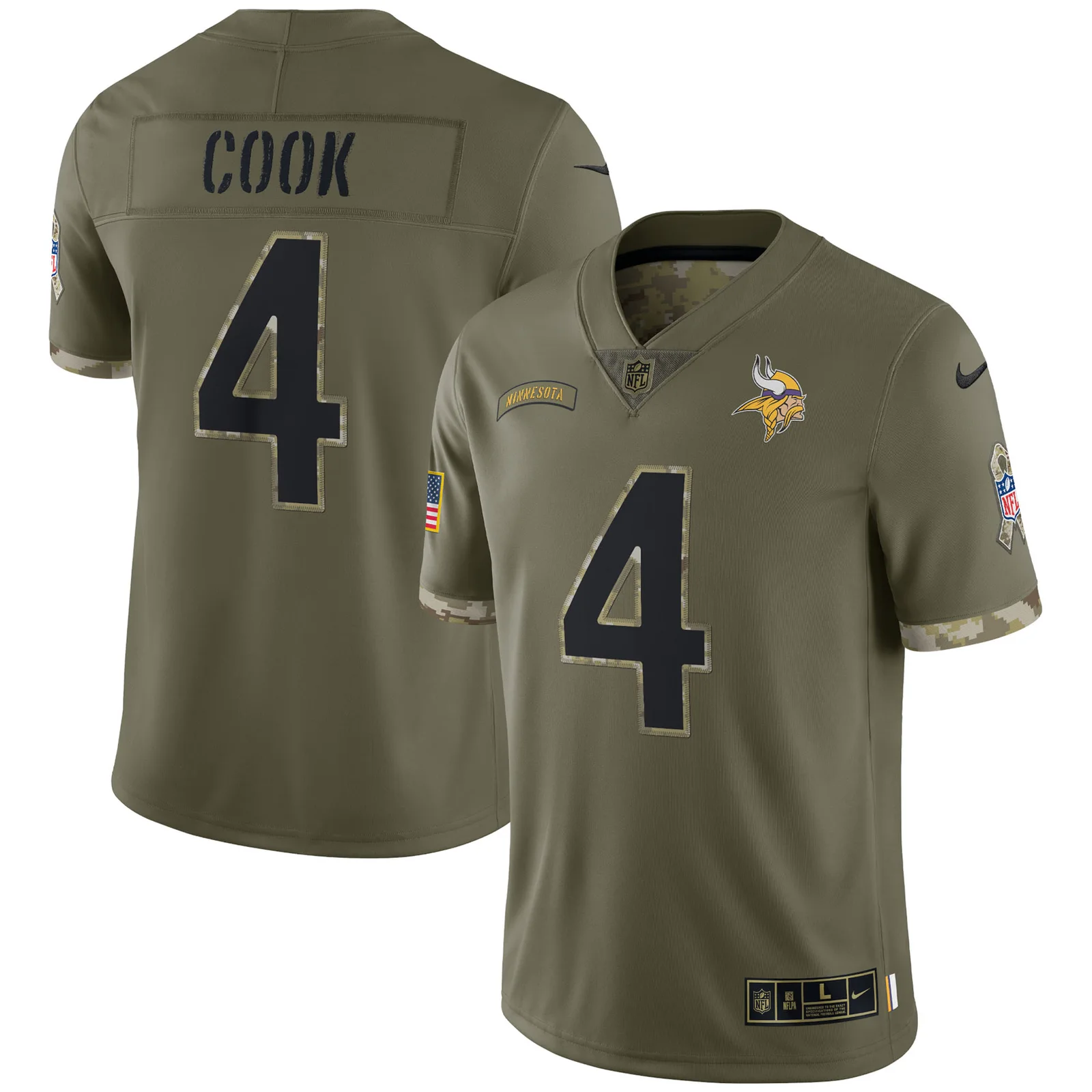 Men's Dalvin Cook Minnesota Vikings 2022 Salute To Service Limited Jersey - Olive -