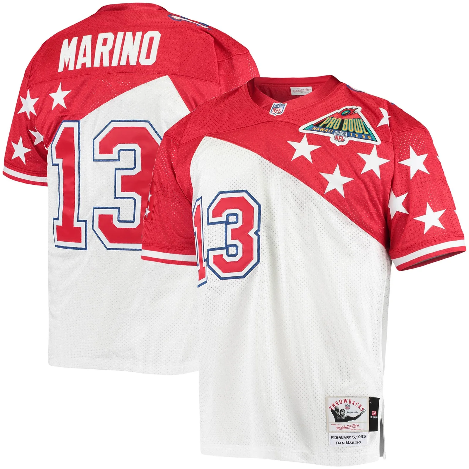 Men'sDan Marino AFC Mitchell &amp; Ness 1994 Pro Bowl Authentic Jersey - White/Red -