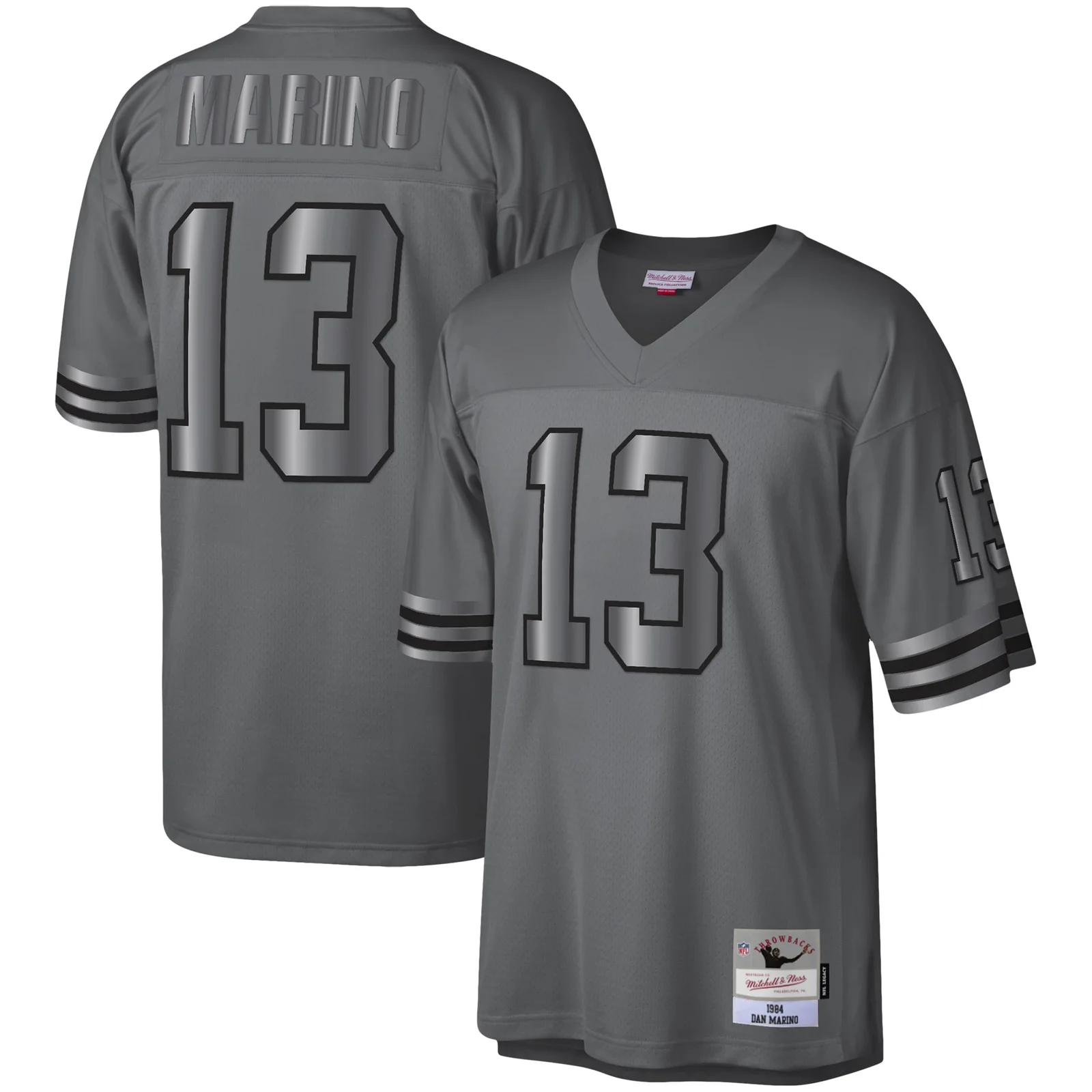 Men'sDan Marino Miami Dolphins Mitchell &amp; Ness 1984 Retired Player Metal Legacy Jersey - Charcoal -