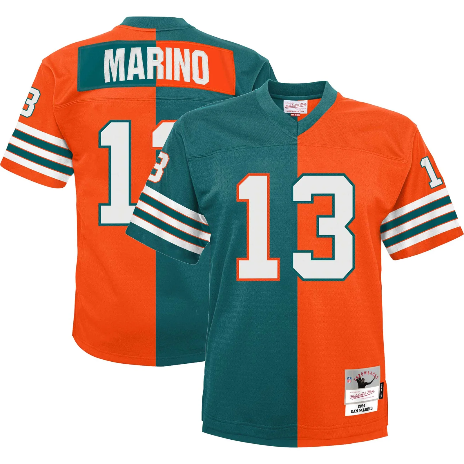 Dan Marino Miami Dolphins Mitchell &amp; Ness Youth Split Legacy Jersey - Aqua/Orange -
