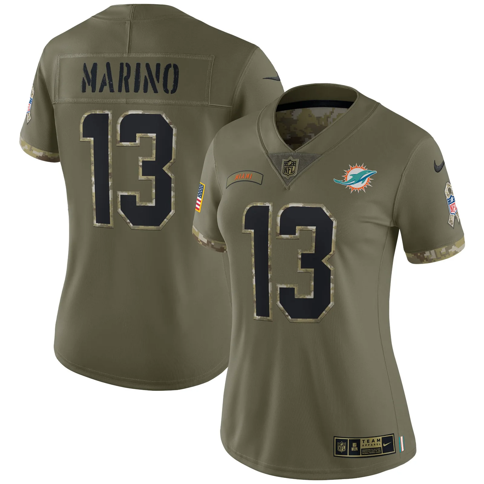 Dan Marino Miami Dolphins Woman's 2022 Salute To Service Retired Player Limited Jersey - Olive -