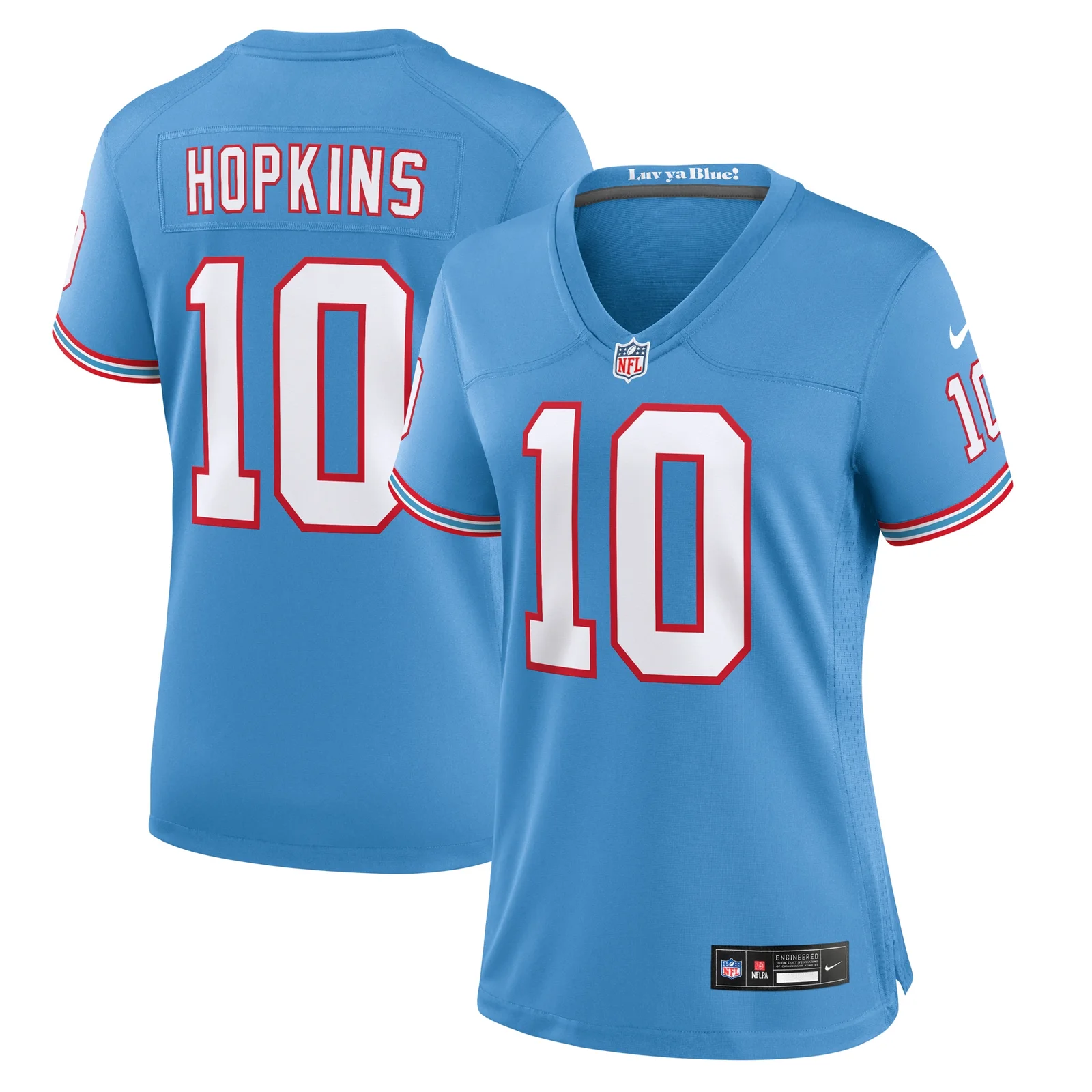 DeAndre Hopkins Tennessee Titans Woman's Oilers Throwback Player Game Jersey - Light Blue -