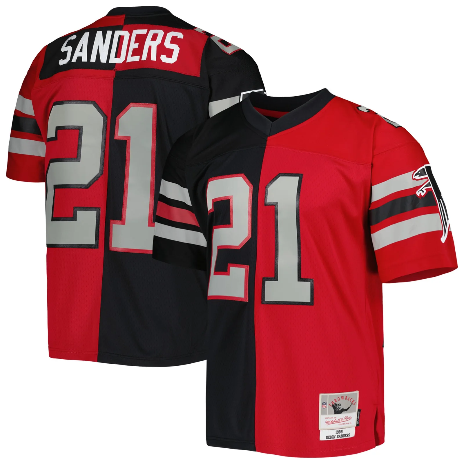 Men's Deion Sanders Atlanta Falcons Mitchell &amp; Ness 1989 Split Legacy  Jersey - Black/Red