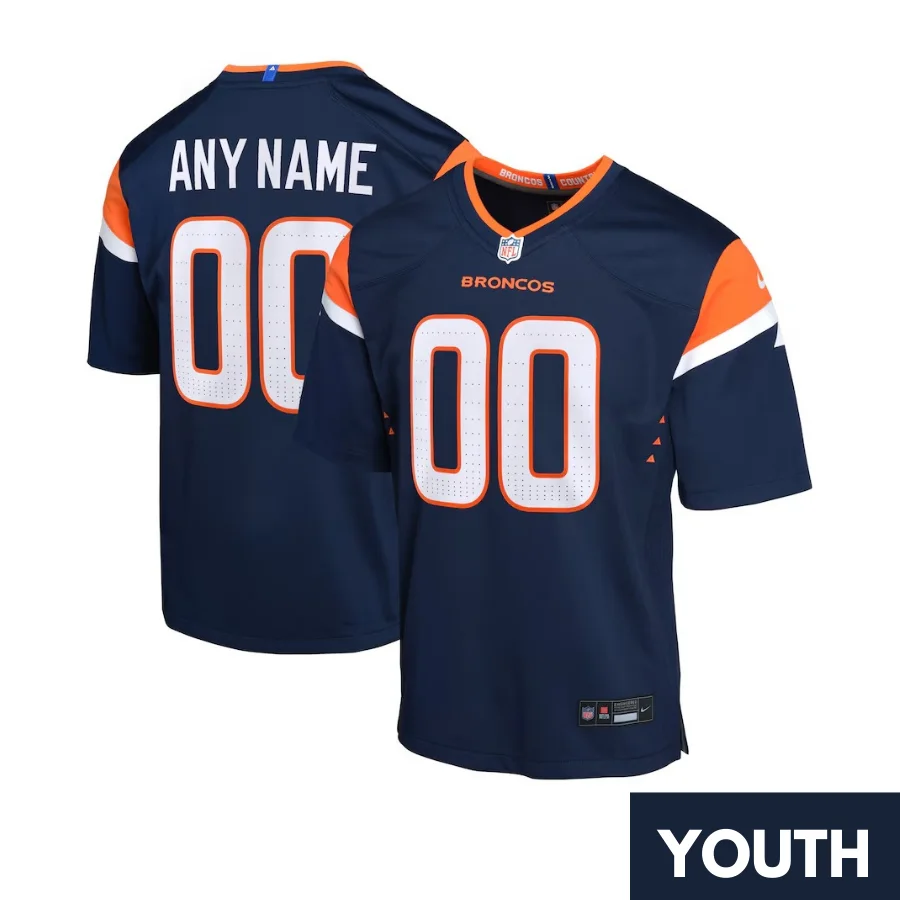 Custom Youth’s Denver Broncos Navy Alternate Game Jersey 2024