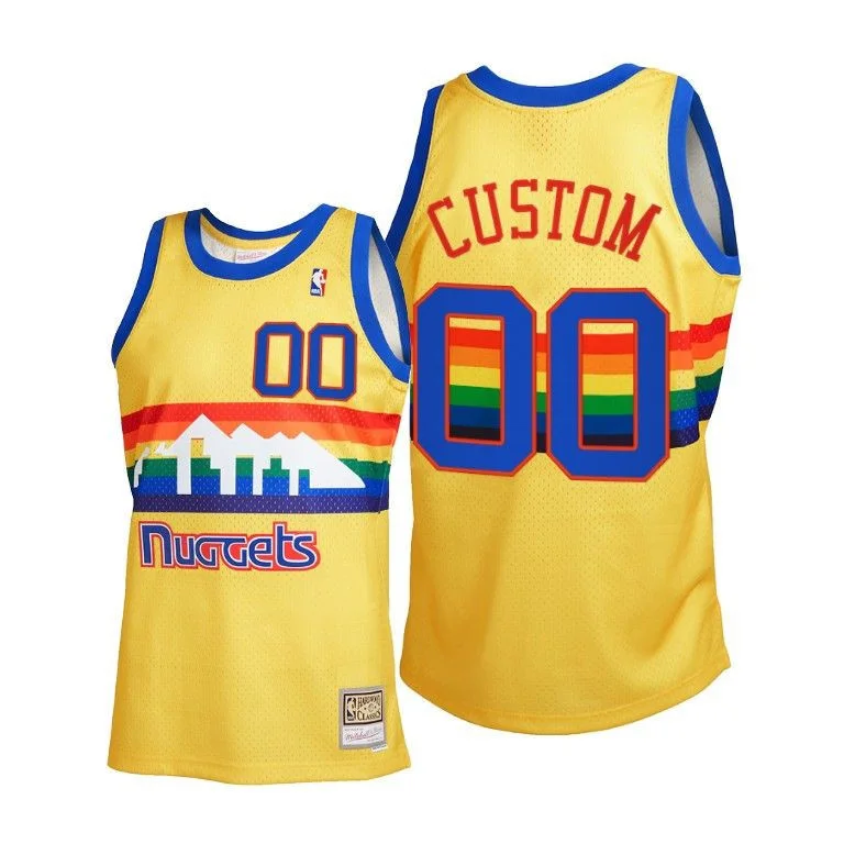 Men's Custom Denver Nuggets Gold 2021 Reload 2.0 Jersey Throwback -
