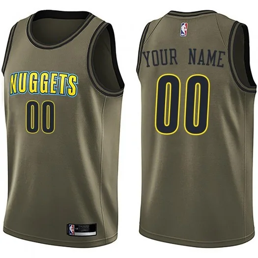 Men's Custom Denver Nuggets Swingman Green Salute to Service Jersey -