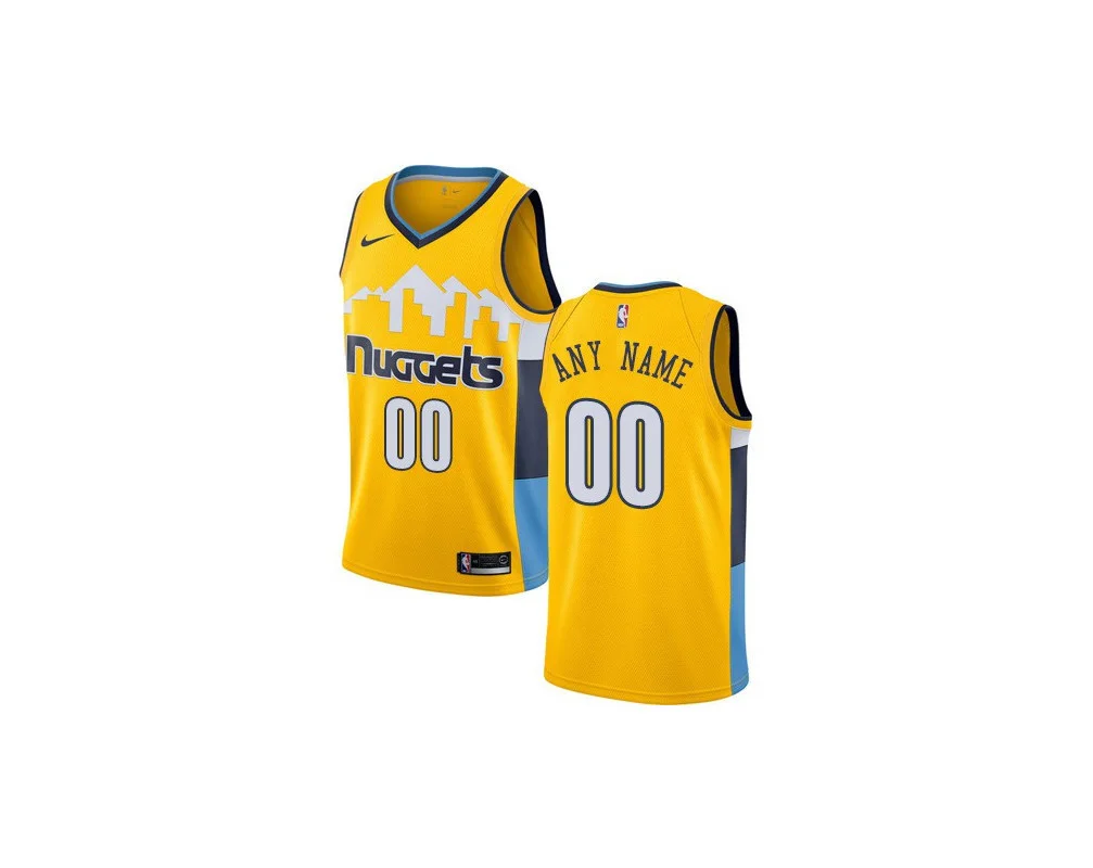Men's Customized Denver Nuggets Gold Statet Edition Jersey -