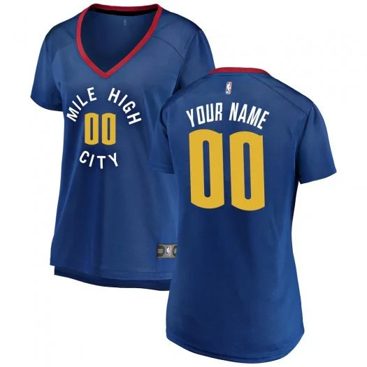 Woman's Custom Denver Nuggets Blue 2018/19 Fast Break Jersey - Statement Edition -