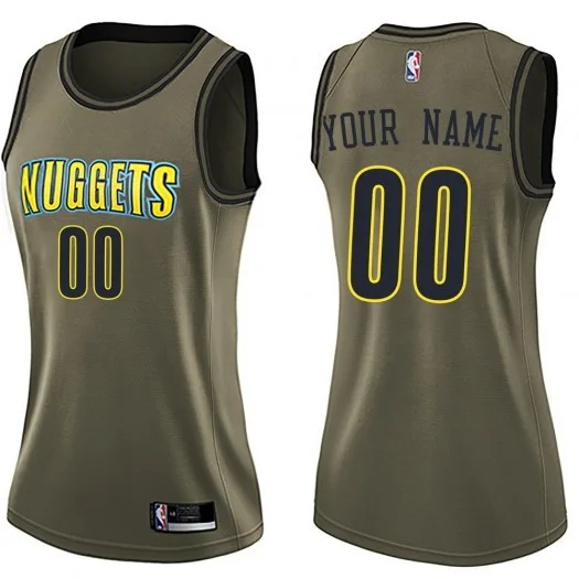Woman's Custom Denver Nuggets Swingman Green Salute to Service Jersey -