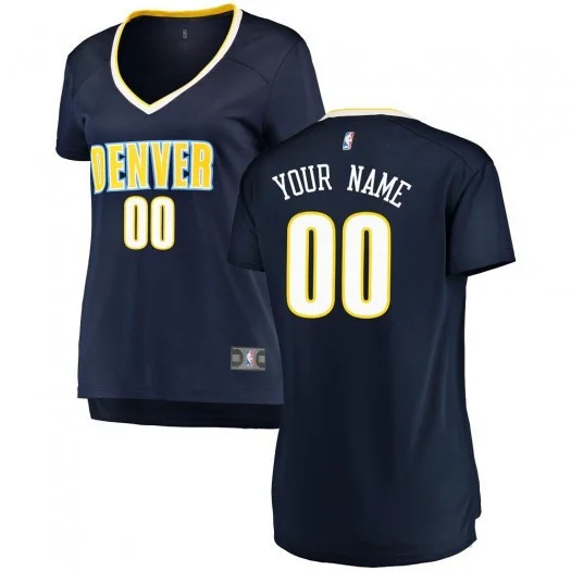 Woman's Custom Denver Nuggets Swingman Navy Fast Break Jersey - Icon Edition -