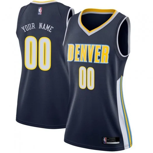 Woman's Custom Denver Nuggets Swingman Navy Jersey - Icon Edition -