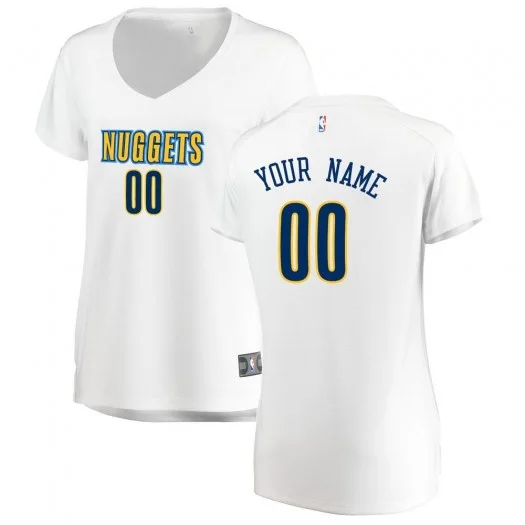 Woman's Custom Denver Nuggets Swingman White Fast Break Jersey - Association Edition -