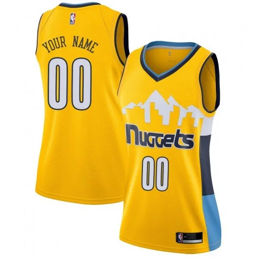 Woman's Custom Denver Nuggets Swingman Yellow Jersey - Statement Edition -