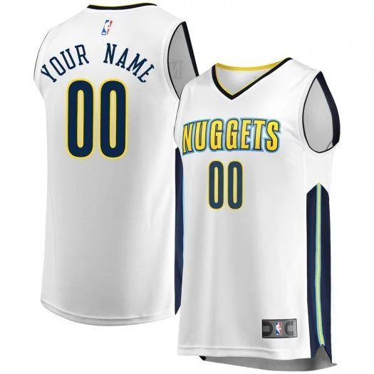 Youth's Custom Denver Nuggets Swingman White Fast Break Jersey - Association Edition -