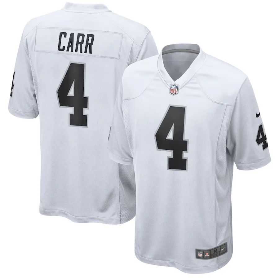 Derek Carr Jersey, White Men's, Game Player Jersey -