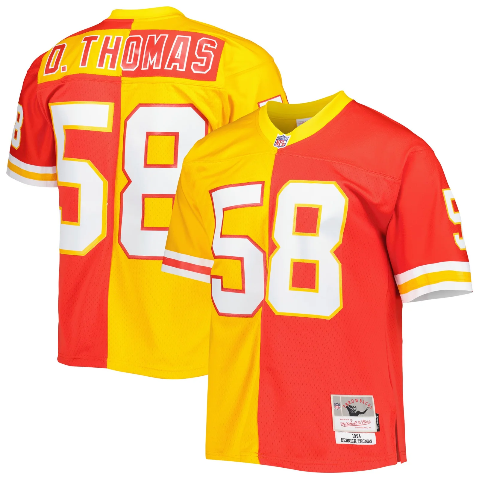 Men's Derrick Thomas Kansas City Chiefs Mitchell &amp; Ness 1994 Split Legacy  Jersey - Red/Gold