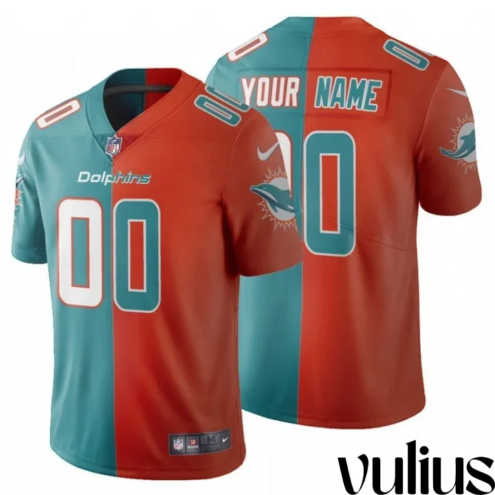 Dolphins Custom Jersey, Aqua Orange Men's Jersey, Split Two Tone Jersey -