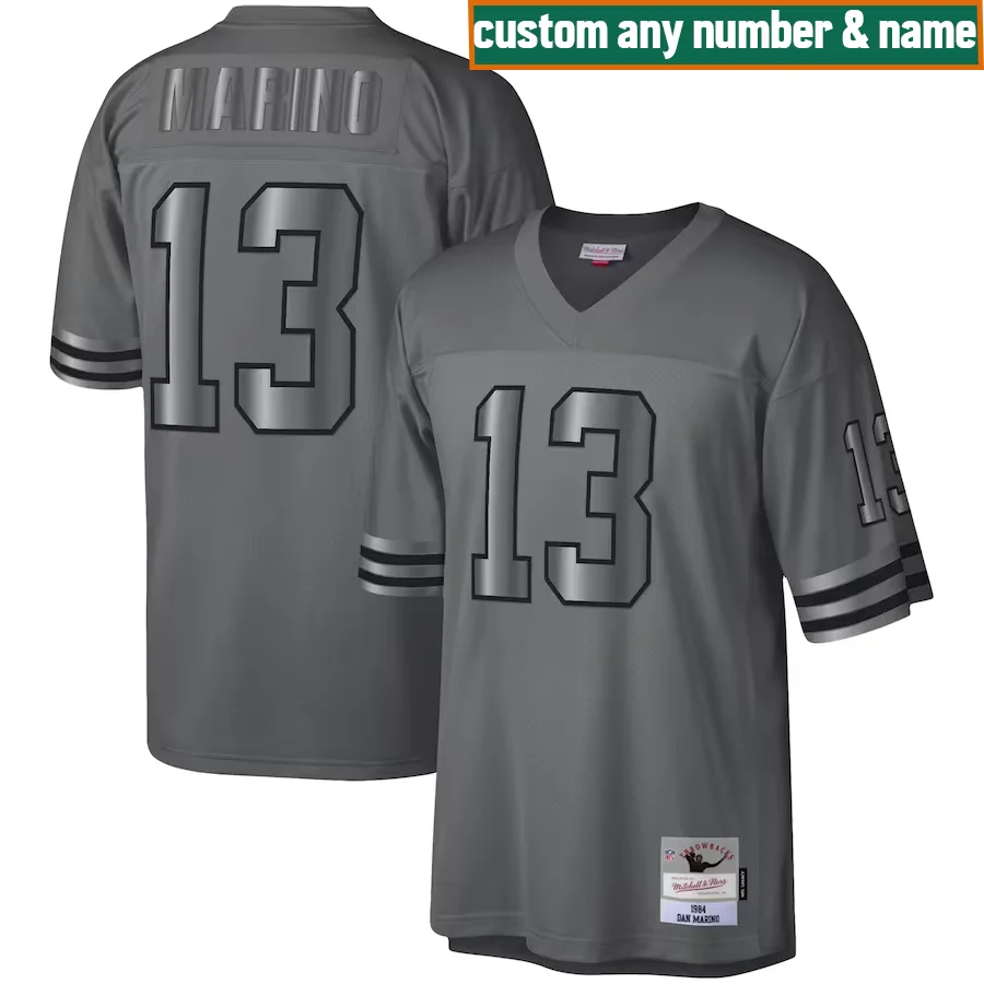 Dolphins Custom Jersey, Charcoal Men's, 1984 Retired Player Metal Legacy Jersey -