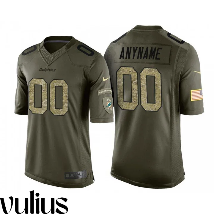 Dolphins Custom Jersey, Green Camo Men's Jersey, Salute to Service Jersey -