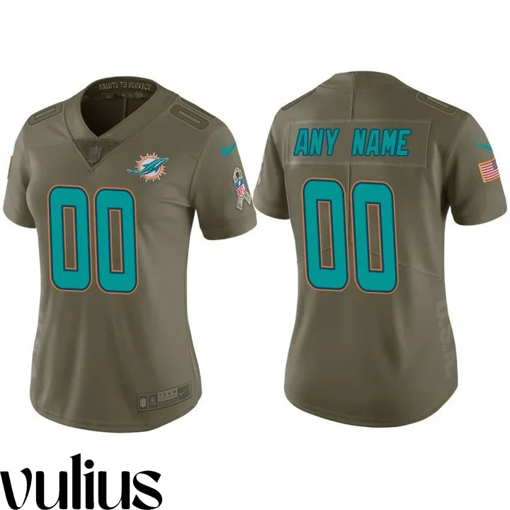 Dolphins Custom Jersey, Olive Woman's Jersey, 2017 Salute to Service Vapor Untouchable Limited Jersey -
